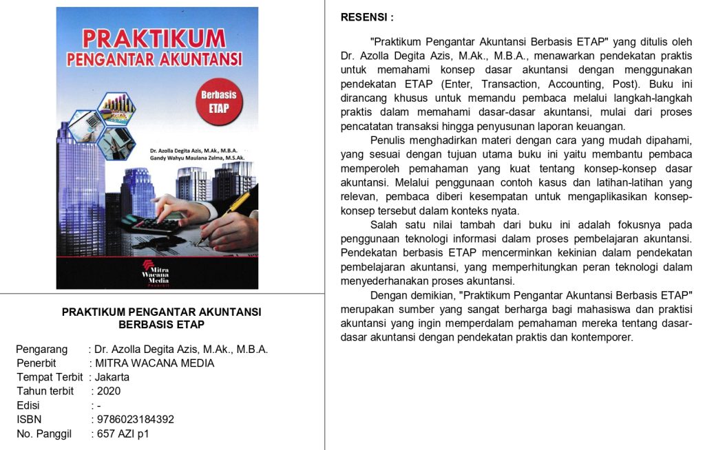 6. Resensi Buku - PRAKTIKUM PENGANTAR AKUNTANSI BERBASIS ETAP ...